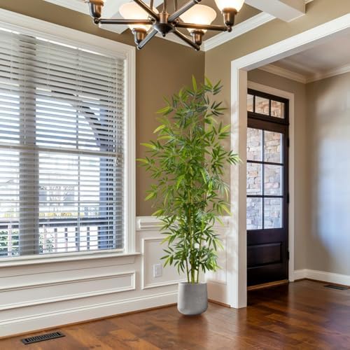 8 ft Artificial Bamboo Tree with White Planter