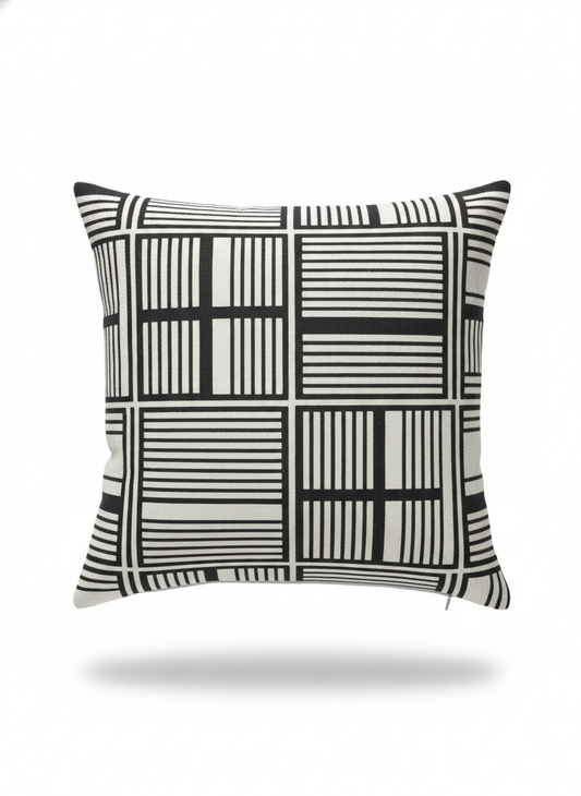 Geometric Accent Cushion, black, front view