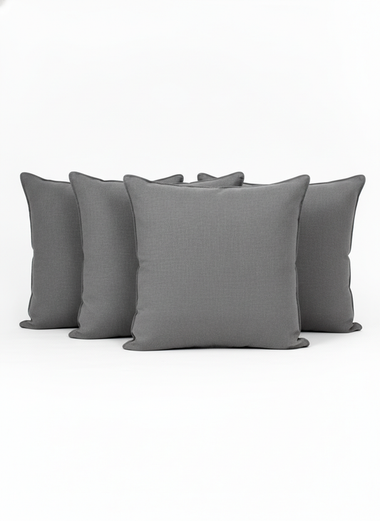 Linen Blend Couch Cushion, grey, front view