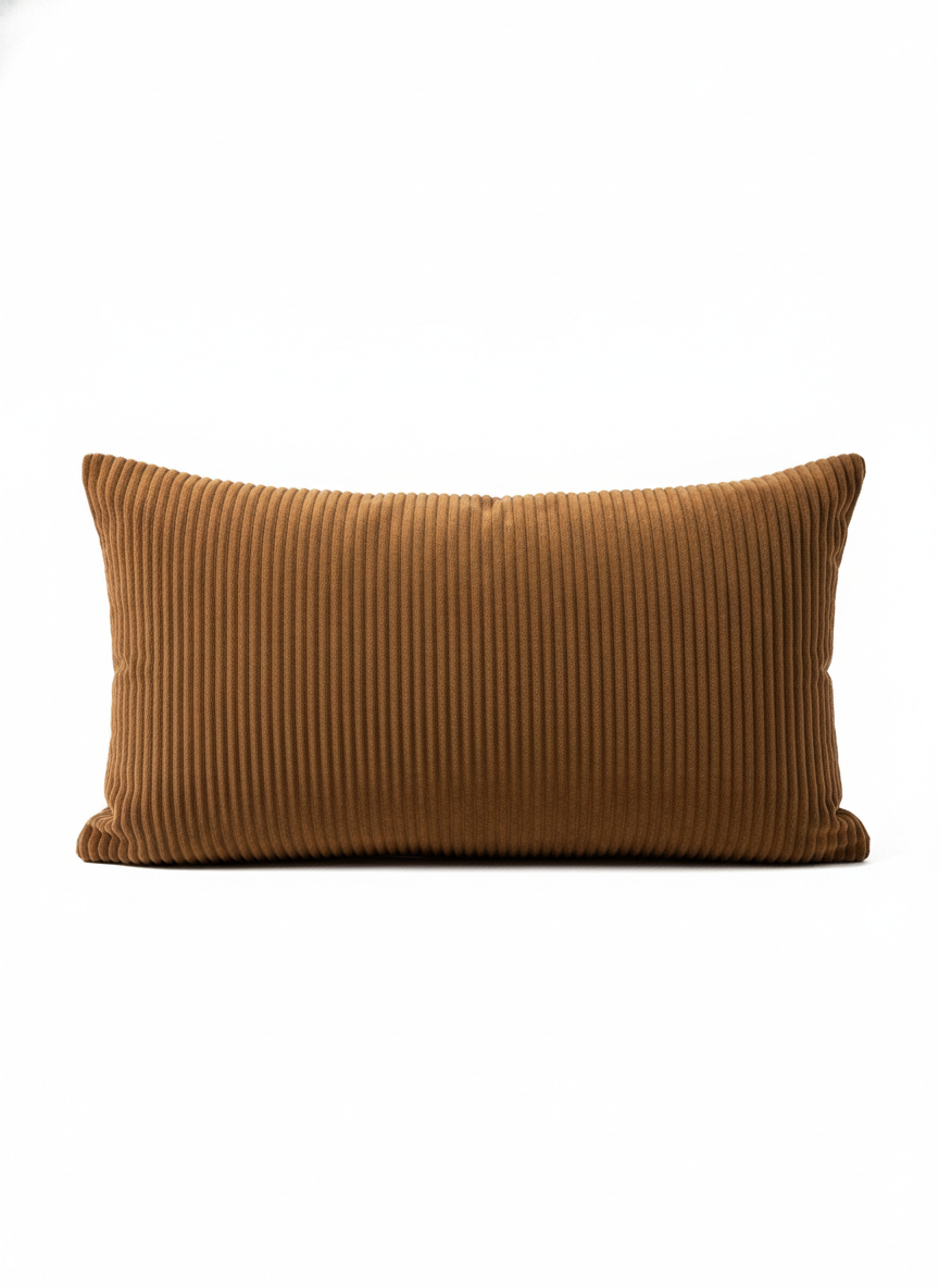 Corduroy Lumbar Cushion, brown, front view