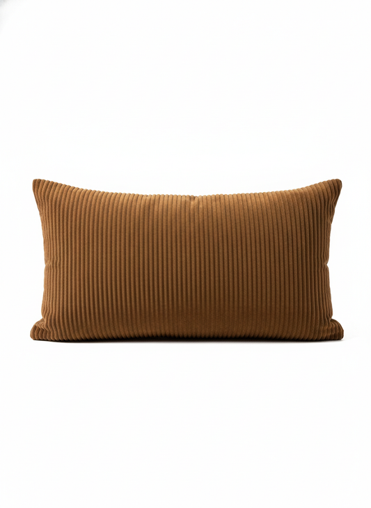 Corduroy Lumbar Cushion, brown, front view